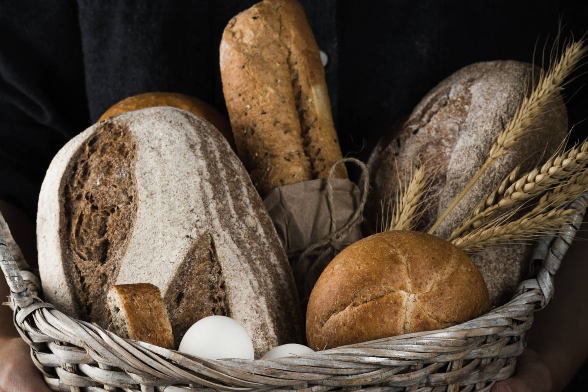 Basket of bread loaves